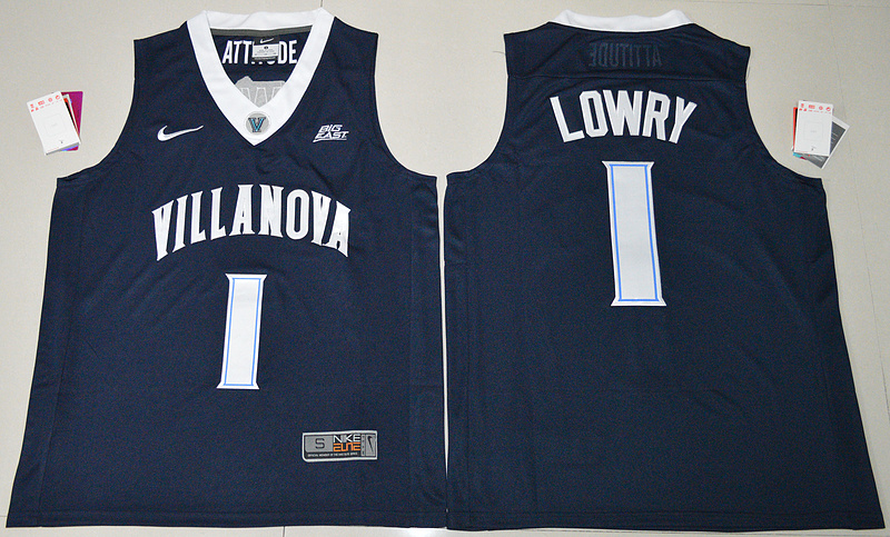 2017 NBA NCAA Villanova Wildcats #1 Kyle Lowry Navy Blue College Basketball Jersey->->NCAA Jersey